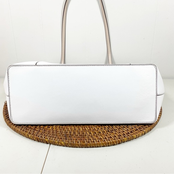 Kate Spade White Tote Bag Purse White With Tan Large - Picture 5 of 5